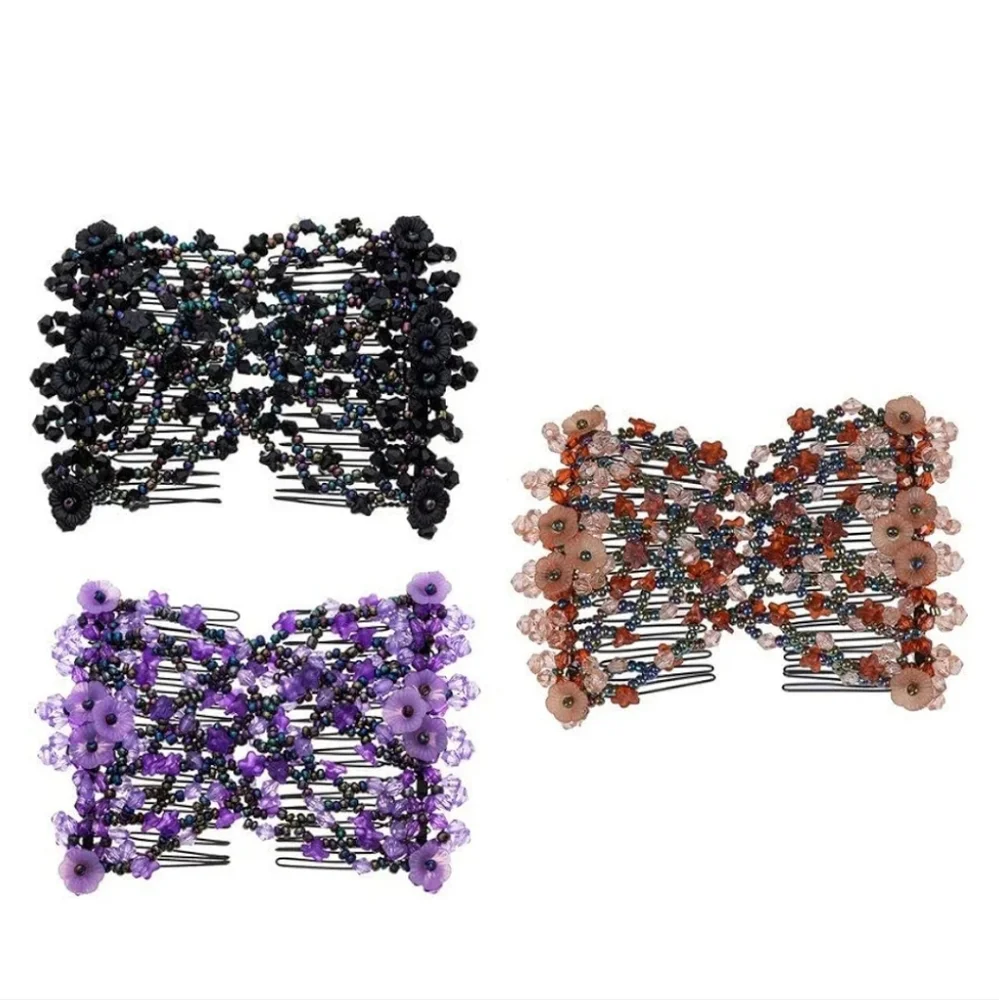 Elastic Double Hair Comb Clip - Stretchy Fashion Magic Hairpins